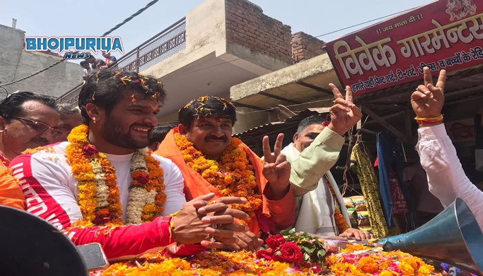 Khesari Lal Yadav In Manoj Tiwari Campaigning Delhi